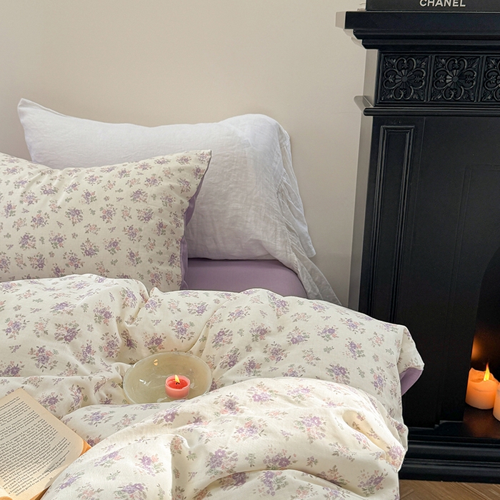 91家纺网 家纺一手货源 找家纺 时年家纺 2025新款全棉有氧双层纱四件套-碎花系列 南风知意