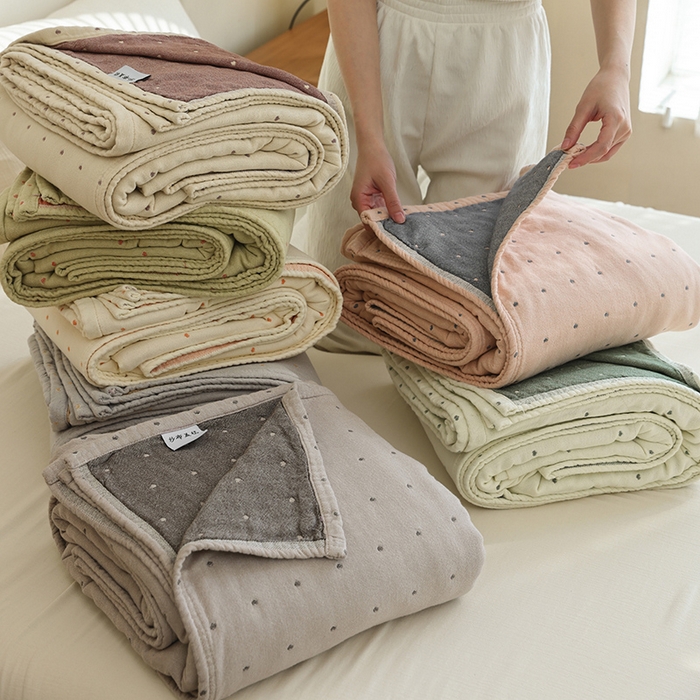 91家纺网 家纺一手货源 找家纺 雯雨2025新款A类全棉四层爱心刺绣纱布毛巾被 组合图