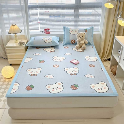 91家纺网 家纺一手货源 找家纺 （总）鑫琪莱家纺 2025新款数码印花加密冰藤凉席三件套