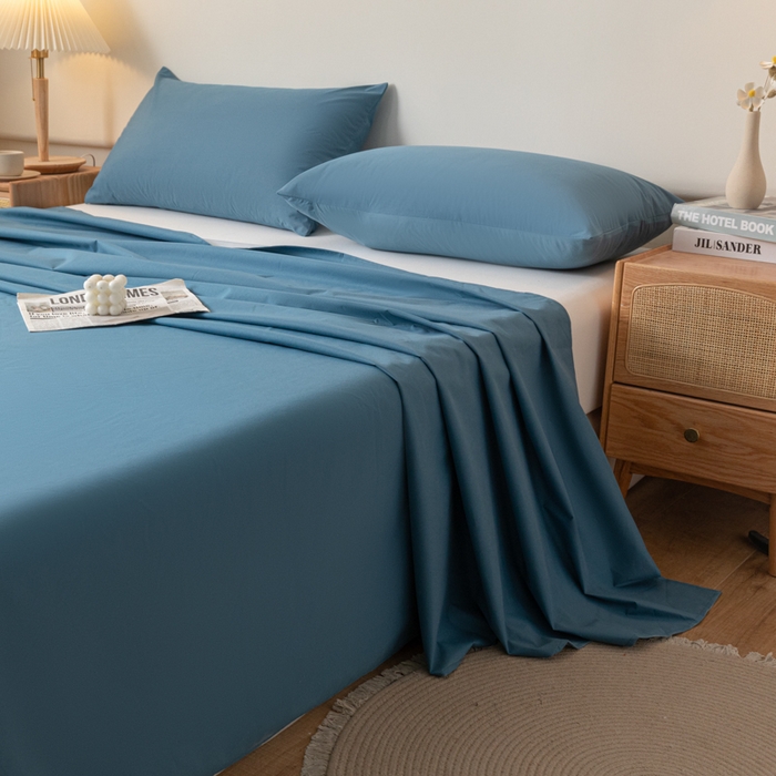 91家纺网 家纺一手货源 找家纺 梵克保罗 2025新款亲肤舒适防水纯色床单 C-宾利蓝