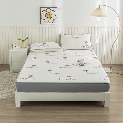  卢赛尔2025新款凉感丝提花凉席床笠款 红玫瑰