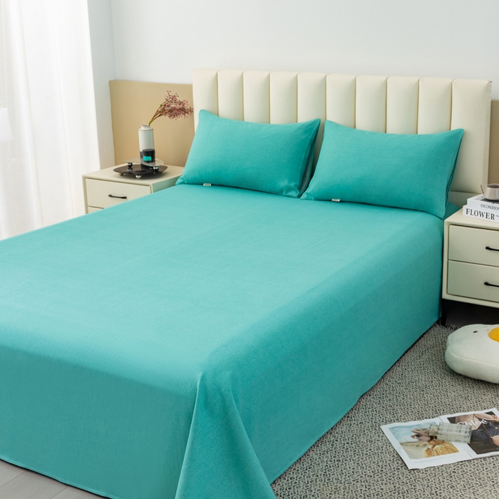 91家纺网 家纺一手货源 找家纺 2025新款老粗布床单老粗布凉席系列-凉席 宝石-青