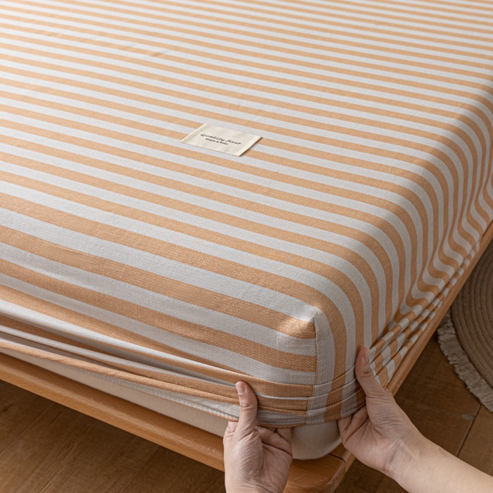 91家纺网 家纺一手货源 找家纺 梵克保罗 2025新款亲肤舒适全棉印花系列床笠 美拉德橘