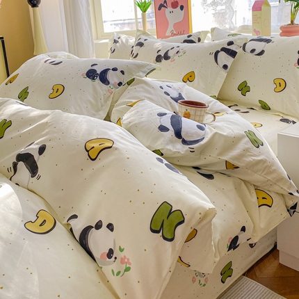 2025新款亲肤舒适全棉印花单被套系列 字母熊猫