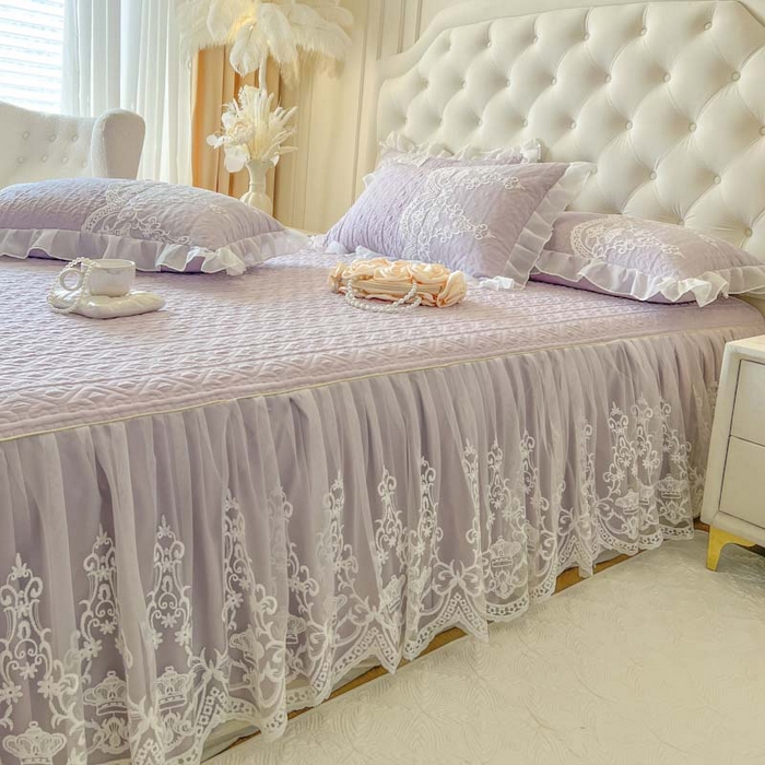 91家纺网 家纺一手货源 找家纺 恋尚 2025新款木凉淳浪漫蕾丝床裙四件套-米朵 米朵-香芋紫