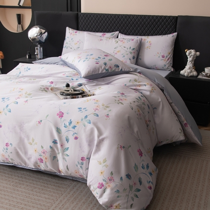 91家纺网 家纺一手货源 找家纺 氧家 2025新款60s贡缎长绒棉数码印花四件套（礼盒装） 爱丽丝