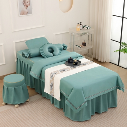 千姿坊美 容床罩 2025新款永恒美 容床四件套 601永恒孔雀绿