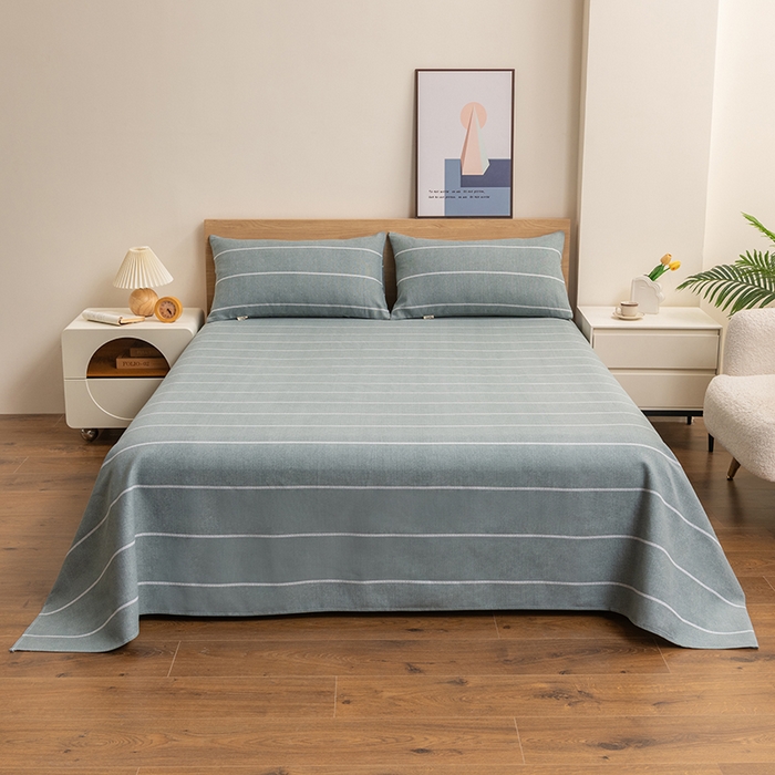 91家纺网 家纺一手货源 找家纺 2025新款老粗布床单老粗布凉席系列-凉席 清雅-灰