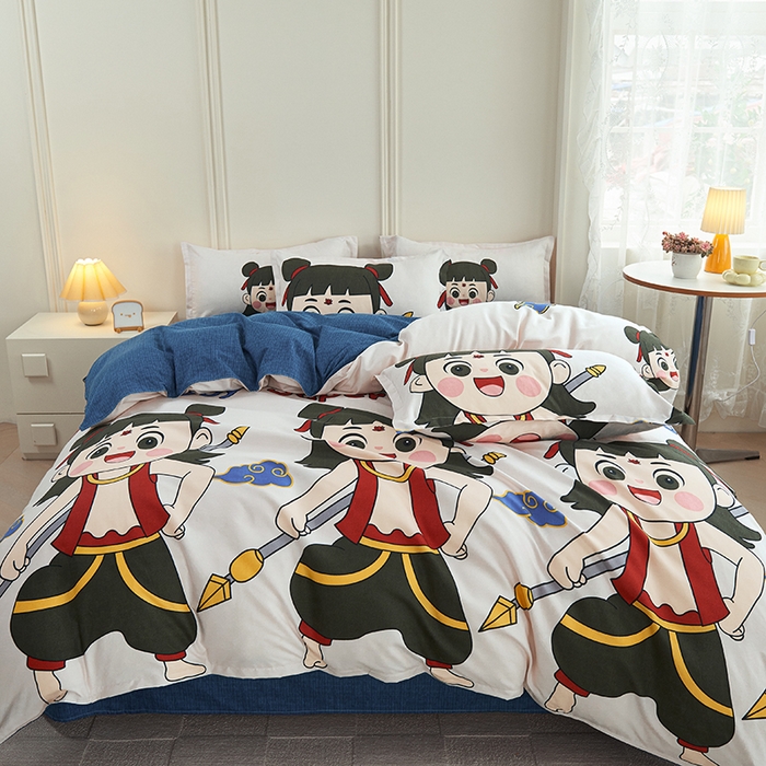 91家纺网 家纺一手货源 找家纺 爱诗诺2025加厚生态棉磨毛四件套高克重植物羊绒四件套大量现货少年英雄