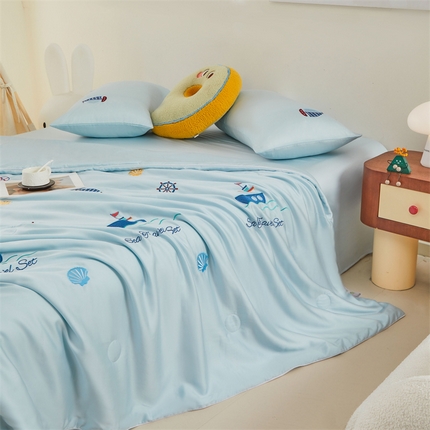 91家纺网 家纺一手货源 找家纺 （总）雯豆家纺 2025夏季新品7A抗菌莱赛尔兰精天丝绣花刺绣夏被空调被四件套凉感被芯