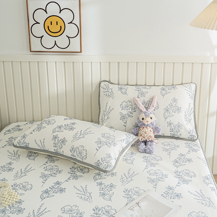 91家纺网 家纺一手货源 找家纺 卢赛尔 2025新款凉感丝提花凉席床笠款 格雾