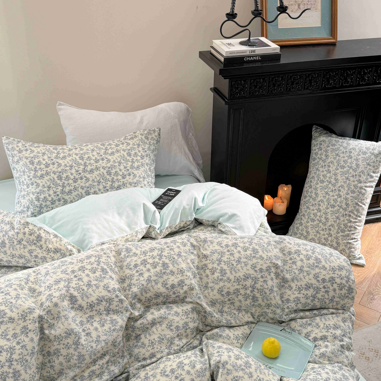 91家纺网 家纺一手货源 找家纺 时年家纺 2025春夏新款全棉纯棉有氧双层纱四件套-碎花系列 悠然南山