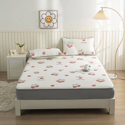  卢赛尔2025新款凉感丝提花凉席床笠款 红樱桃