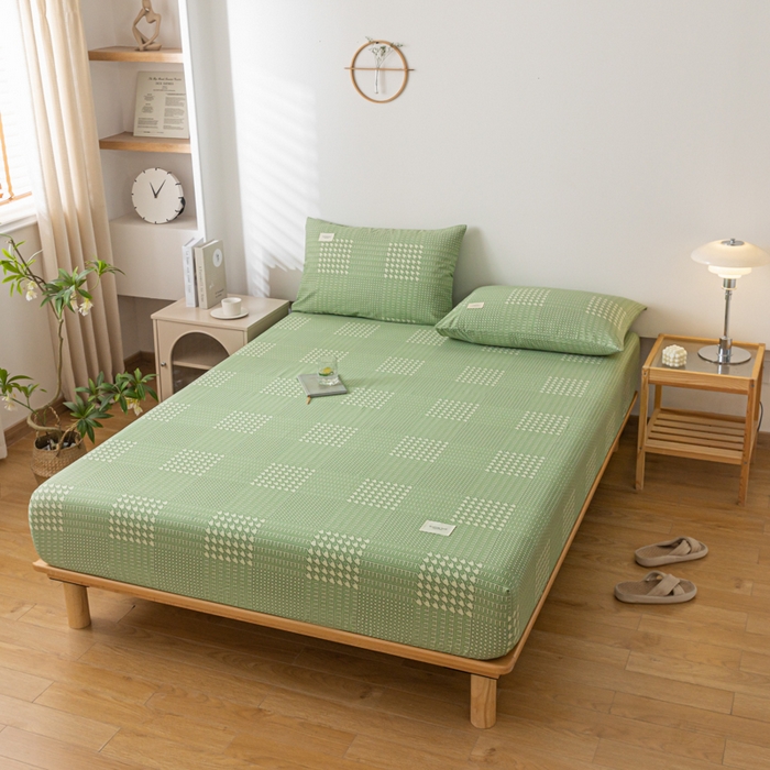 91家纺网 家纺一手货源 找家纺 梵克保罗 2025新款亲肤舒适全棉印花系列床笠 莫尼绿