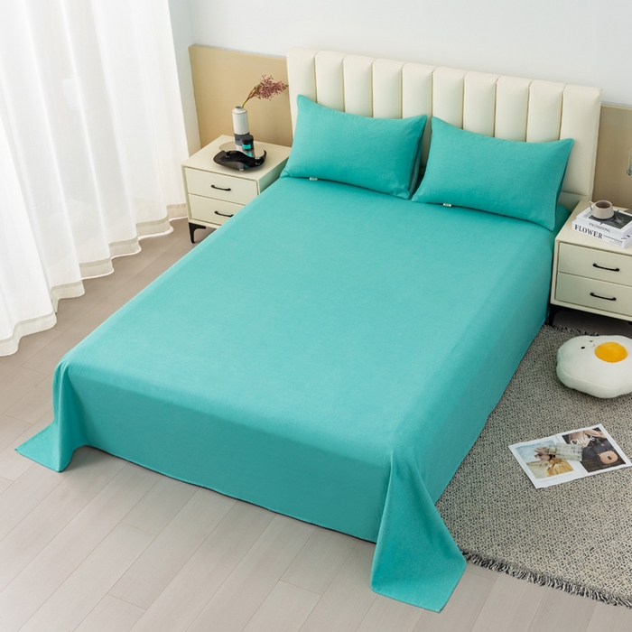 91家纺网 家纺一手货源 找家纺 2025新款老粗布床单老粗布凉席系列-凉席 宝石-青