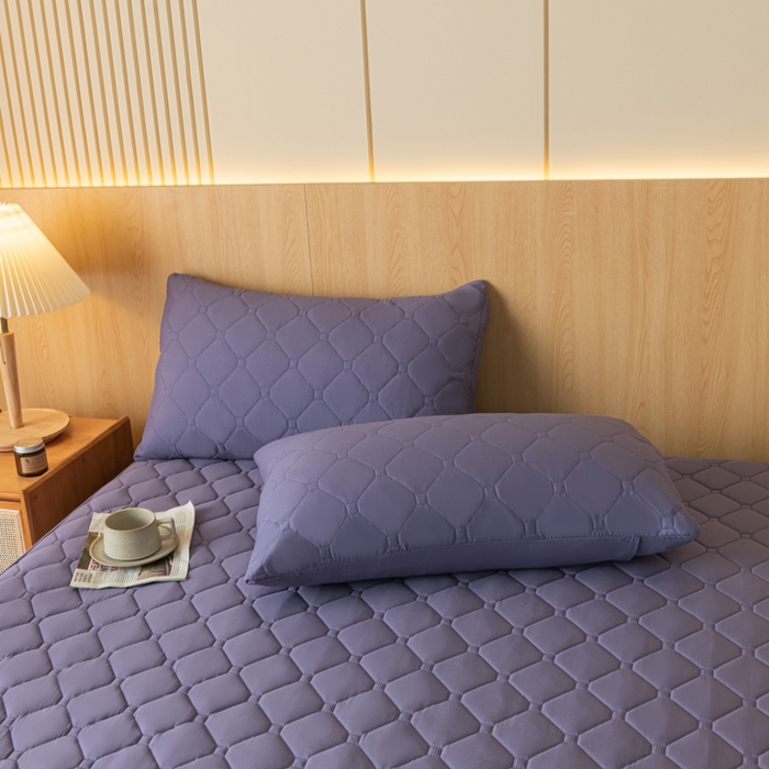 91家纺网 家纺一手货源 找家纺 梵克保罗 2025新款纯色加棉防水大豆纤维床笠 神秘紫