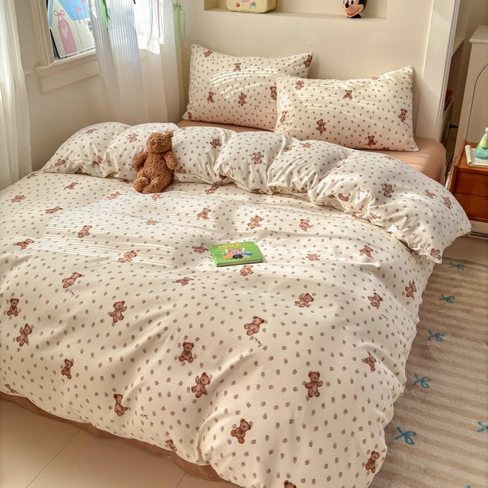 91家纺网 家纺一手货源 找家纺 冕悠家纺 2025新款热款A类高克重针织双层纱四件套系列 （提供买家秀） 花田熊