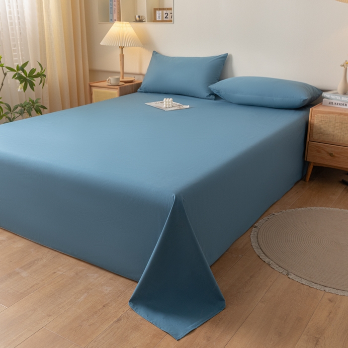 91家纺网 家纺一手货源 找家纺 梵克保罗 2025新款亲肤舒适防水纯色床单 C-宾利蓝