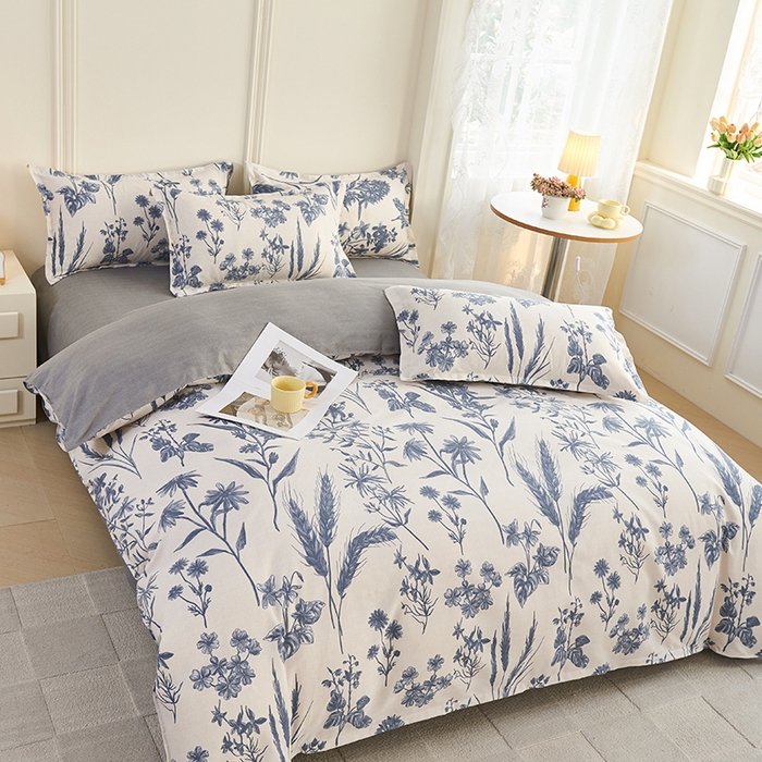 91家纺网 家纺一手货源 找家纺 爱诗诺2025加厚生态棉磨毛四件套高克重植物羊绒四件套大量现货青花瓷