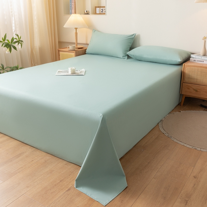 91家纺网 家纺一手货源 找家纺 梵克保罗 2025新款亲肤舒适防水纯色床单 C-墨绿