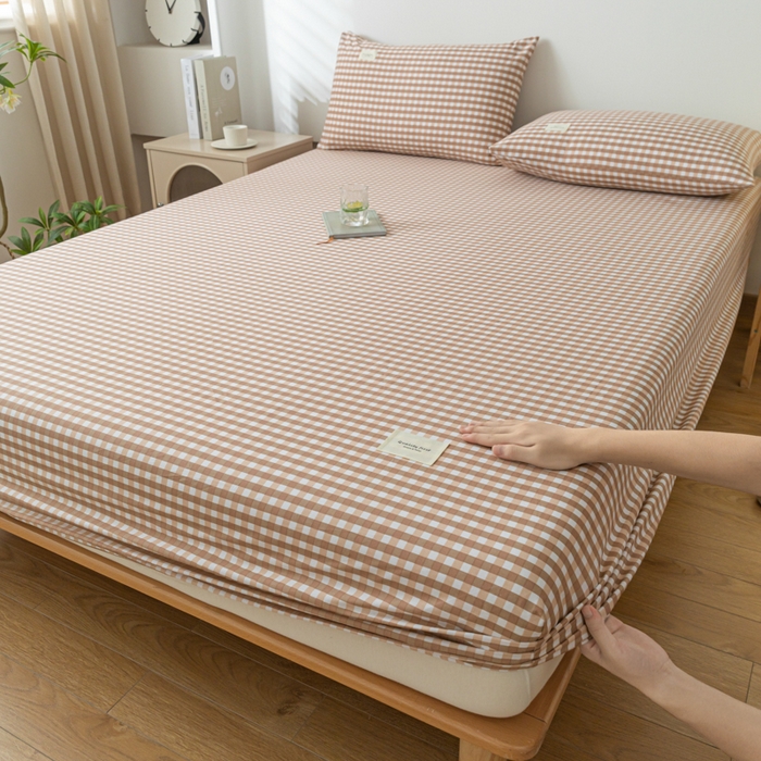 91家纺网 家纺一手货源 找家纺 梵克保罗 2025新款亲肤舒适全棉印花系列床笠 丁香粉格