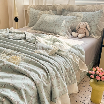 芯贝儿 2025新款提花针织水洗m双层纱夏被四件套 塞纳河