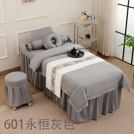 91家纺网 家纺一手货源 找家纺 千姿坊美 容床罩 2025新款永恒美 容床四件套 601永恒灰色