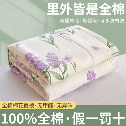 （自己工厂 有网销大热款 网销帮推可合作优惠）2025新款全棉夏被空调被夏凉被纯棉夏季儿童棉花薄被子 薰衣草