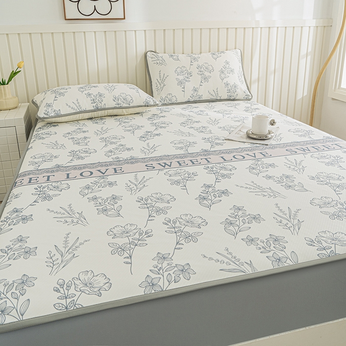 91家纺网 家纺一手货源 找家纺 卢赛尔 2025新款凉感丝提花凉席床笠款 格雾