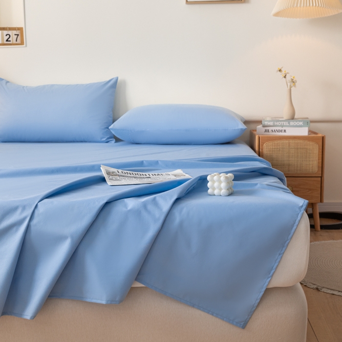 91家纺网 家纺一手货源 找家纺 梵克保罗 2025新款亲肤舒适防水纯色床单 C-天蓝