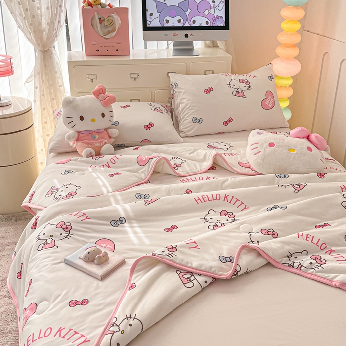 91家纺网 家纺一手货源 找家纺 暮思家居 2025新款正版授权三丽鸥A类牛奶针织棉夏被子被芯 针织棉-公主KT