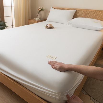 91家纺网 家纺一手货源 找家纺 梵克保罗 2025新款亲肤舒适全棉13372喷气床笠 雅典白