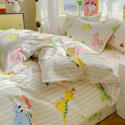 2025新款亲肤舒适全棉印花四件套系列 动漫恐龙