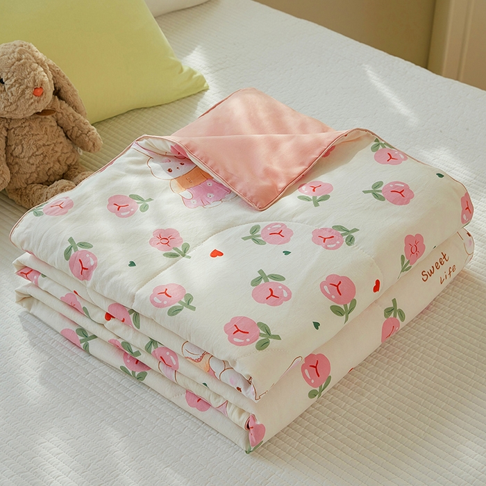 91家纺网 家纺一手货源 找家纺 梦恬佳 2025新款A类水洗皱皱棉夏凉被 曼塔玫瑰