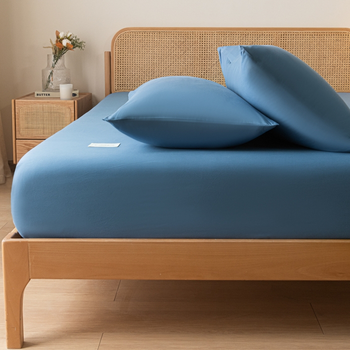 91家纺网 家纺一手货源 找家纺 梵克保罗 2025新款亲肤舒适全棉13372喷气床笠 运动蓝