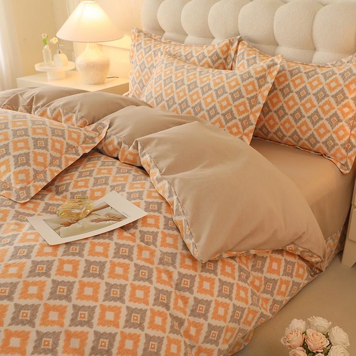 91家纺网 家纺一手货源 找家纺 幸嘉轩 2025新款全棉喷气加厚磨毛单被套 卡布奇诺