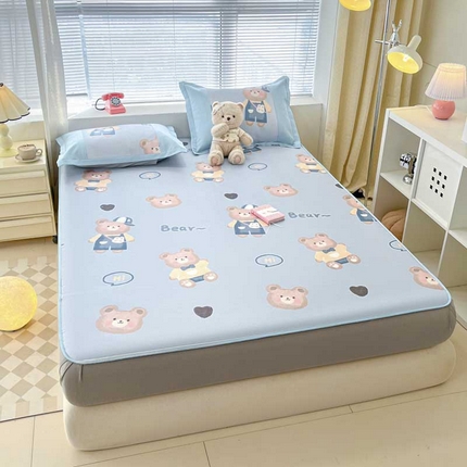 91家纺网 家纺一手货源 找家纺 （总）鑫琪莱家纺 2025新款数码印花加密冰藤凉席三件套