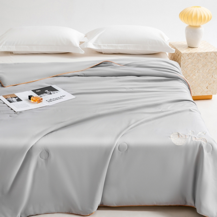 91家纺网 家纺一手货源 找家纺 眠多宝 2025新款奥地利兰精天丝刺绣夏被空调被 之灰