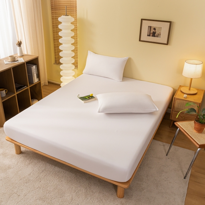 91家纺网 家纺一手货源 找家纺 梵克保罗 2025新款简约纯色亲肤磨毛床笠 纯白