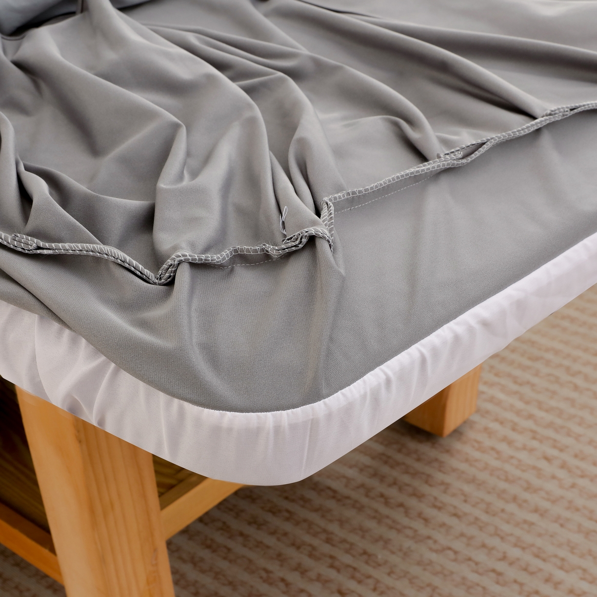 91家纺网 家纺一手货源 找家纺 千姿坊美 容床罩 2025新款永恒美 容床四件套 601永恒灰色