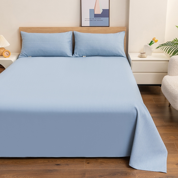 91家纺网 家纺一手货源 找家纺 2025新款老粗布床单老粗布凉席系列-凉席 浅蓝