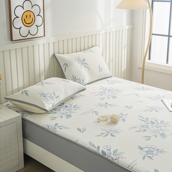 91家纺网 家纺一手货源 找家纺 卢赛尔 2025新款凉感丝提花凉席床笠款 清雅