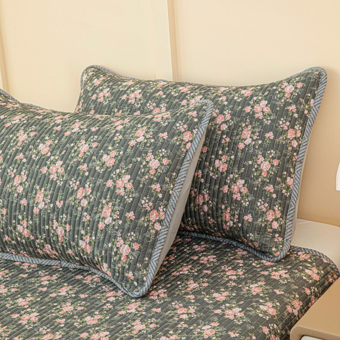 91家纺网 家纺一手货源 找家纺 情煊家纺 2025新款双面全棉夹棉床盖三件套 白兰地