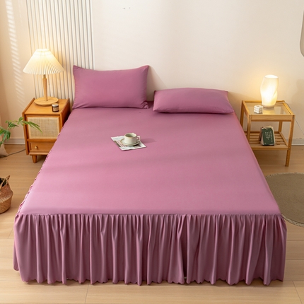 梵克保罗 2025新款亲肤磨毛舒适柔软纯色Q系列床裙 Q-冷玫瑰