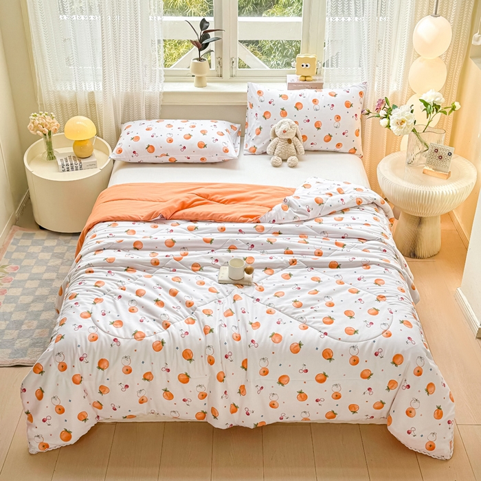 91家纺网 家纺一手货源 找家纺 穆琪 2025新款小花边印花夏被小清新夏凉被 甜蜜邂逅-小花边