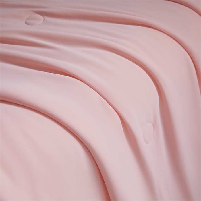 91家纺网 家纺一手货源 找家纺 雯豆家纺 2025夏季新品7A抗菌100%锦纶冰丝凉感夏凉被纯色拼色高档薄被空调被 小冰皮-海棠粉+淡雅黄