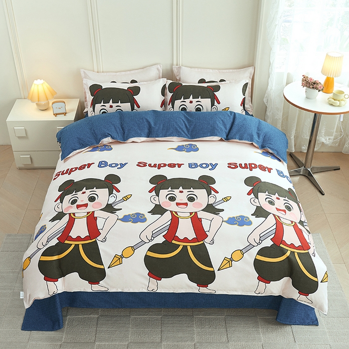 91家纺网 家纺一手货源 找家纺 爱诗诺2025加厚生态棉磨毛四件套高克重植物羊绒四件套大量现货少年英雄