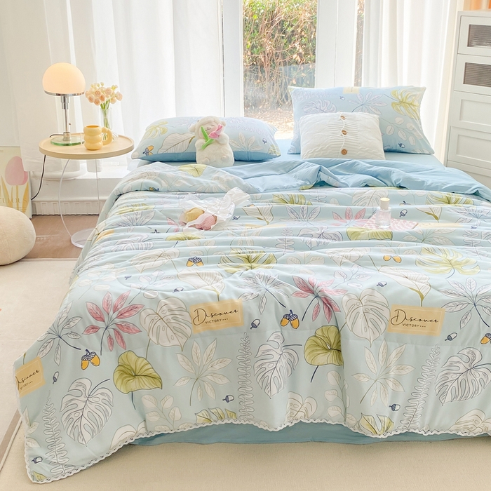 91家纺网 家纺一手货源 找家纺 穆琪 2025新款小花边印花夏被小清新夏凉被 盛夏