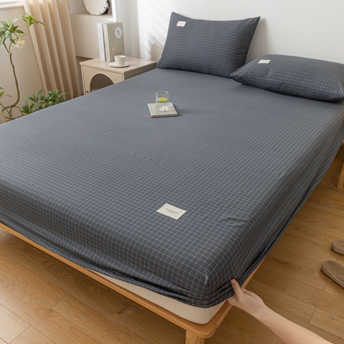 91家纺网 家纺一手货源 找家纺 梵克保罗 2025新款亲肤舒适全棉印花系列床笠 小黑格