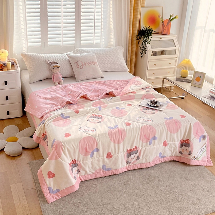 91家纺网 家纺一手货源 找家纺 （自己工厂 有网销大热款 网销帮推可合作优惠）2025新款全棉夏被空调被夏凉被纯棉夏季儿童棉花薄被子 白桃公主